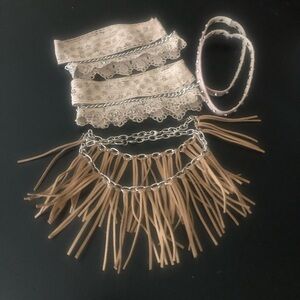 NEW- Boot bracelets set- Boho Fringe and Lace Accessories Set